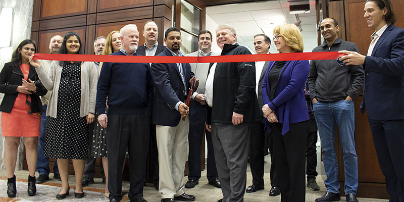 Adwait Joshi Cuts the Ribbon of the DataSeers Office